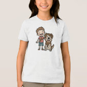 Boy and Dog Playing Mud Tri-Blend Shirt (Voorkant)