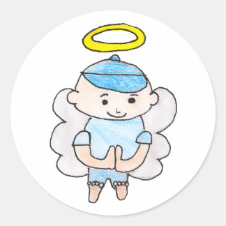 Boy Angel Ronde Sticker
