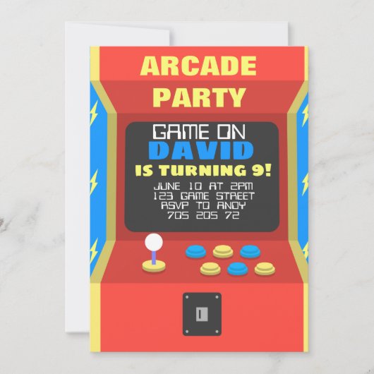 Boy Arcade Party Retro Gaming Verjaardag Kaart (Voorkant)