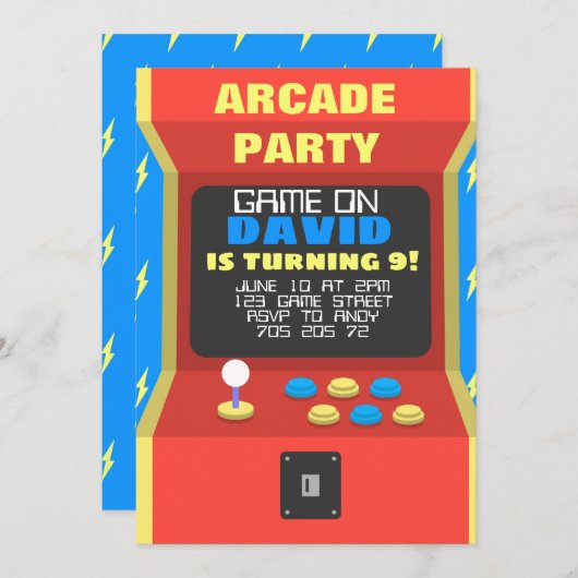Boy Arcade Party Retro Gaming Verjaardag Kaart (Voorkant / Achterkant)