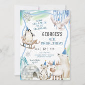 Boy Arctic Animals Birthday Party Invitation (Devant)