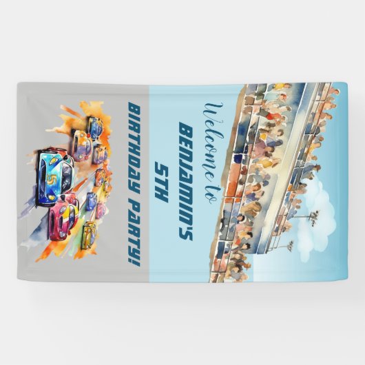 Boy Auto Racing Thème 5e anniversaire bannière de  (Horizontal)