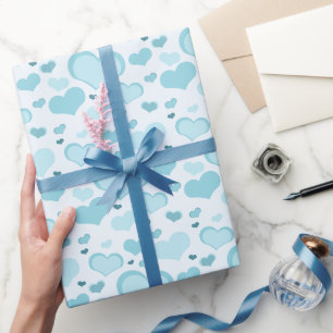 Boy Baby Blue Hearts Wrapping Paper - Schattige pa Cadeaupapier