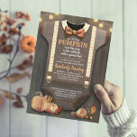 Boy Baby Shower<br><div class="desc">Rustic Fall Boy Baby shower Invitation avec Bow Cravate Burlap Wood Chevron et Orange Citrouille Illustrations</div>