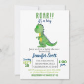Boy Baby shower Aquarelle Dinosaur Invitation (Devant)