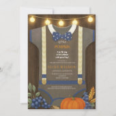 Boy baby shower Autum herfst Blue Burlap bodysuit Kaart (Voorkant)