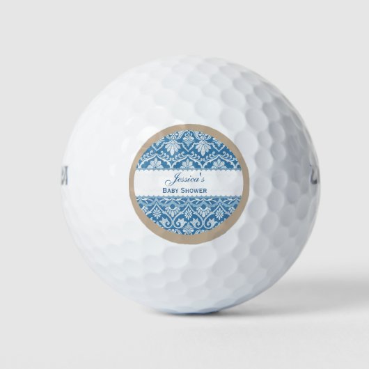BOY BABY SHOWER Blauw Damask Pattern A43 Golfballen (Voorkant)