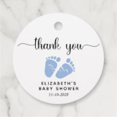 Boy Baby shower Blue Feet Dank je Bedankjes Labels (Achterkant)