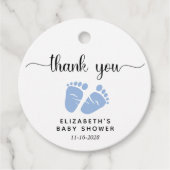 Boy Baby shower Blue Feet Dank je Bedankjes Labels (Voorkant)