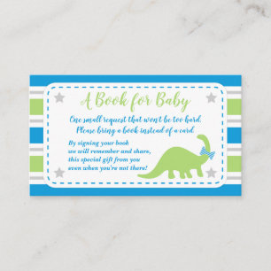 Boy Baby shower Dinosaur brengt een boekenkaart me Informatiekaartje