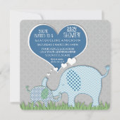 Boy Baby shower Hart Olifanten Retro Modern Kaart (Voorkant)