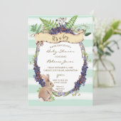 Boy baby shower Invitation Forest Rabbit Bunny Kaart (Staand voorkant)