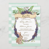 Boy baby shower Invitation Forest Rabbit Bunny Kaart (Voorkant / Achterkant)