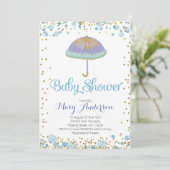 BOY Baby shower Invitation paraplu Kaart (Staand voorkant)