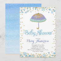 BOY Baby shower Invitation parapluie