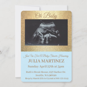 Boy Baby shower Invitation - Sonogram Kaart