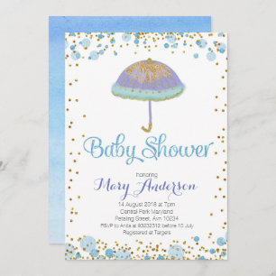 BOY Baby shower Invitation umbrella Kaart