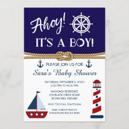 Boy Baby Shower Invitations, Nautical Shower Kaart