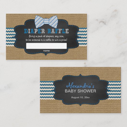 Boy baby shower luier verloting tickets informatiekaartje (Voorkant / Achterkant)