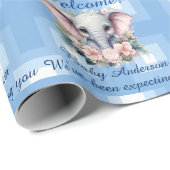 Boy Baby shower of pasgeboren olifant Naam toevoeg Cadeaupapier (Rol Hoek)