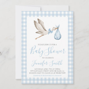 Boy Baby shower Preppy Southern Blue Stork Kaart