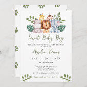 Boy Baby shower Uitnodiging Sjabloon Safari Oerwou (Voorkant / Achterkant)