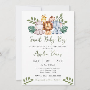 Boy Baby shower Uitnodiging Sjabloon Safari Oerwou