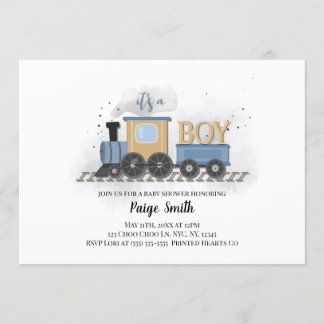 Boy Baby shower Uitnodiging | Trein | Het is een j