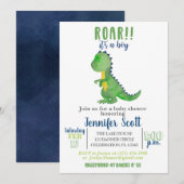 Boy Baby shower Waterverf Dinosaur Uitnodiging (Voorkant / Achterkant)