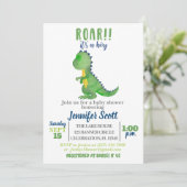 Boy Baby shower Waterverf Dinosaur Uitnodiging (Staand voorkant)