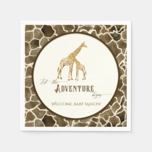Boy Baby shower Waterverf Giraffe Mama en Baby Servet