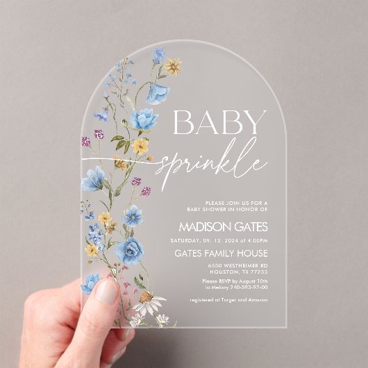 Boy Baby Sprinkle Acrylic Invitation (In situ (ordinateur de poche))