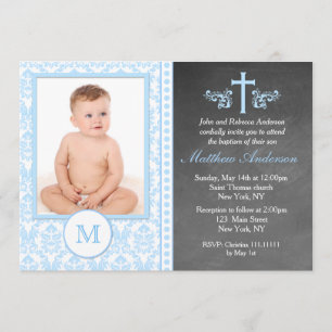 Boy Baptism Chalkboard Invitations