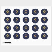 Boy Baptism Crest Navy Blue  Faux Gold Ronde Sticker (Vel)