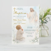 Boy Baptism Invitation Godparent Announcement (Debout devant)