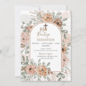Boy Baptism Invitation in Spanish Boho Kaart (Voorkant)