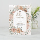 Boy Baptism Invitation in Spanish Boho Kaart (Staand voorkant)