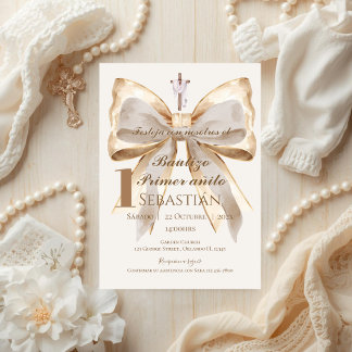 Boy Baptism Invitation in Spanish Boho Kaart