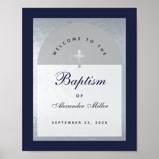 Boy Baptism Marine Blue Arch Affiche de bienvenue (Devant)
