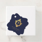 Boy Baptism Navy Blue  Crest Gold Cross Bedankjes Labels (In situ)