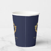 Boy Baptism Navy Blue Faux Gold Foil Crest  Papieren Bekers (Rechts)