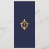 Boy Baptism Navy Blue Gold Cross in Crest  Menu (Achterkant)