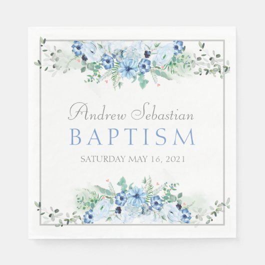 Boy Baptism Personalized Party Napkin Servet (Voorkant)