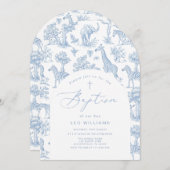 Boy Baptism Safari Chinoiserie Invitation Kaart (Voorkant / Achterkant)