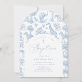 Boy Baptism Safari Chinoiserie Invitation Kaart (Voorkant)