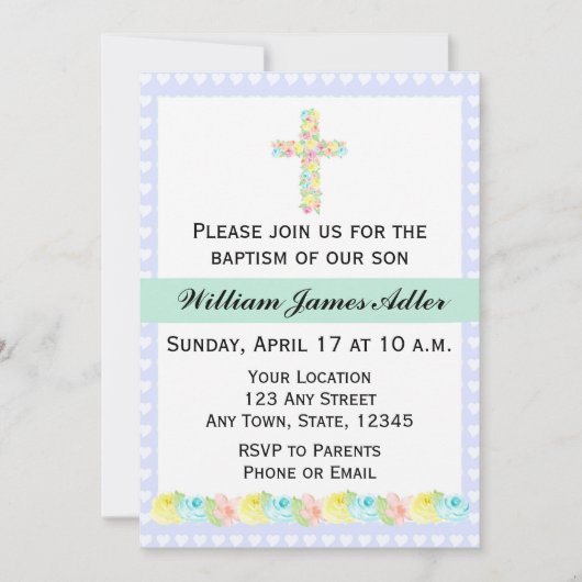 Boy Baptism Uitnodiging (Voorkant)