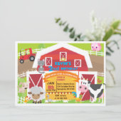 Boy barnyard invitation - Farm Birthday Invitatiat (Debout devant)
