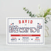 Boy Baseball 1/2 Anniversaire Invitation (Debout devant)
