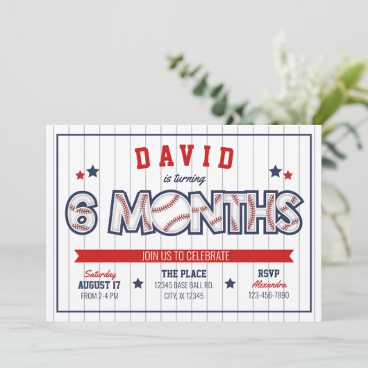 Boy Baseball 1/2 Anniversaire Invitation (Debout devant)