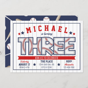 Boy Baseball 3ème anniversaire Invitation
